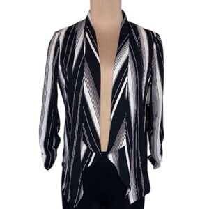 NWT Kaii Black & Cream Striped Open-Front Blazer S